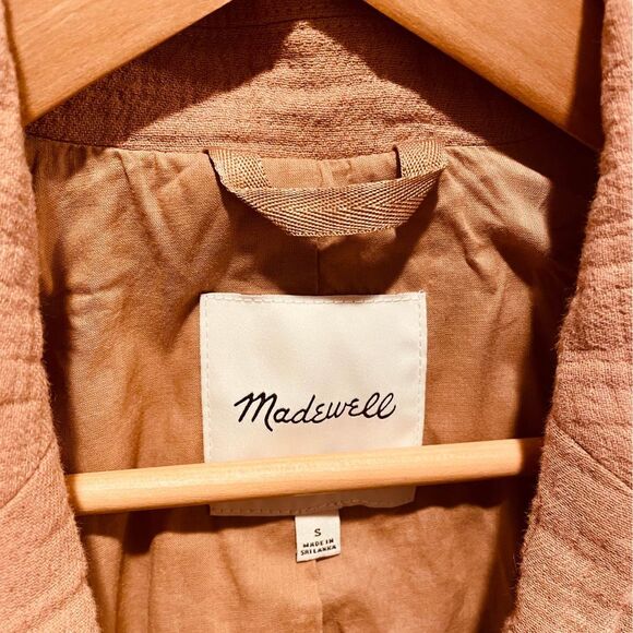 ~ Madewell Sm Boho Linen Blazer Beachy Coastal Cotton Blend Gauzy Relaxed Tan - Picture 5 of 10